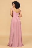 Blush Long Chiffon brudepike kjole med blonder