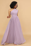 Lilac Chiffon One Shoulder Brudepike Kjole med Volanger