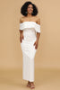 Load image into Gallery viewer, Hvit av skulderen Sateng brudepike kjole