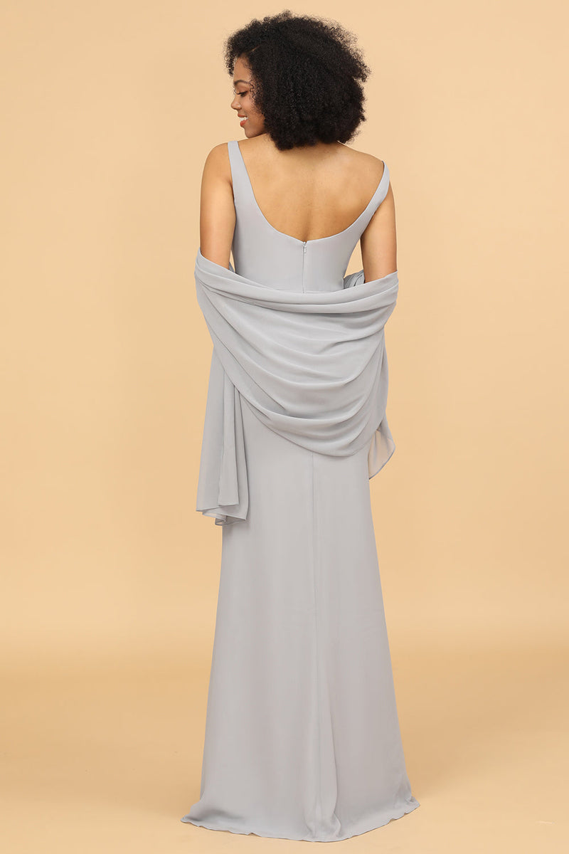 Load image into Gallery viewer, Grå firkantet hals havfrue brudepike kjole