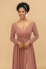 Load image into Gallery viewer, Blush V-hals lange ermer Brudepike kjole