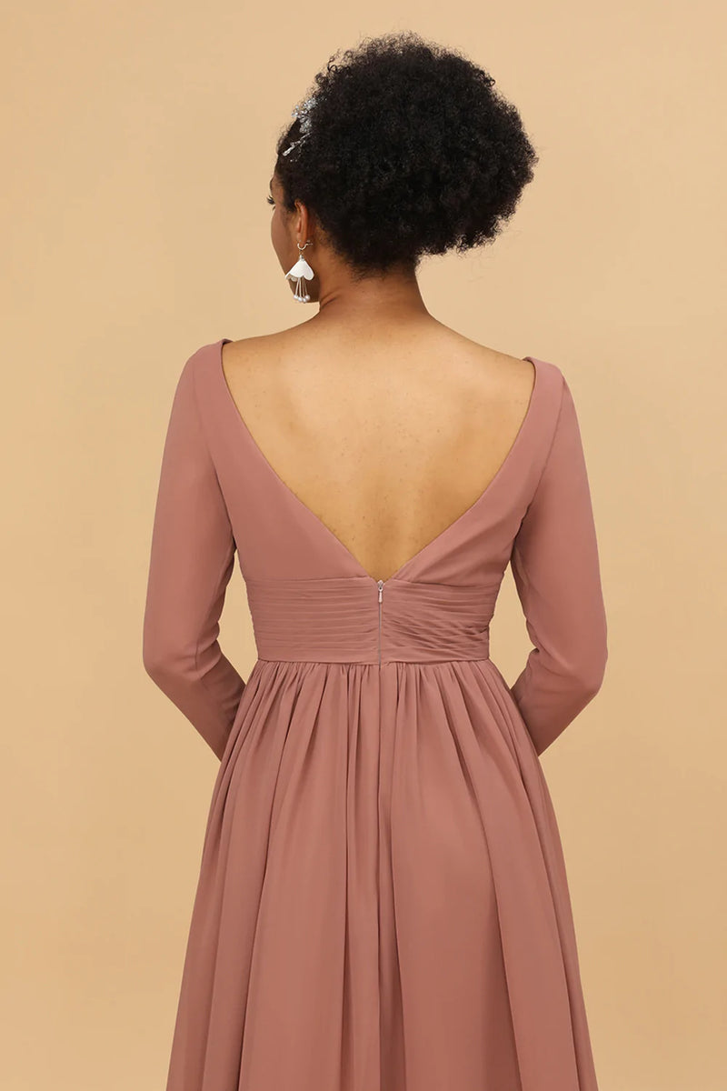 Load image into Gallery viewer, Blush V-hals lange ermer Brudepike kjole