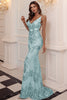 Load image into Gallery viewer, blå paljett lang prom kjole