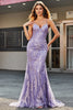 Load image into Gallery viewer, Lilac Sparkly Mermaid Long Prom Dress med perler