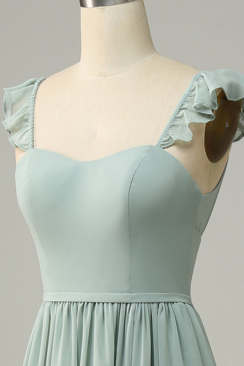Load image into Gallery viewer, En linje Dusty Sage Ruffles brudepike kjole