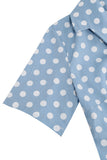 Hepburn Style V Neck Blue Polka Dots 1950-tallskjole