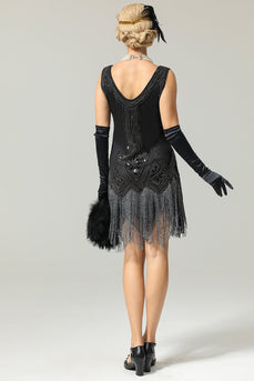 svart 1920-tallet paljett flapper kjole
