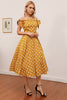 Load image into Gallery viewer, gul polka prikker vintage kjole
