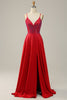Load image into Gallery viewer, En linje rød spaghetti stropper Beaded Long Prom Dress