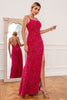 Load image into Gallery viewer, hot rosa spaghetti stropper paljett ballkjole