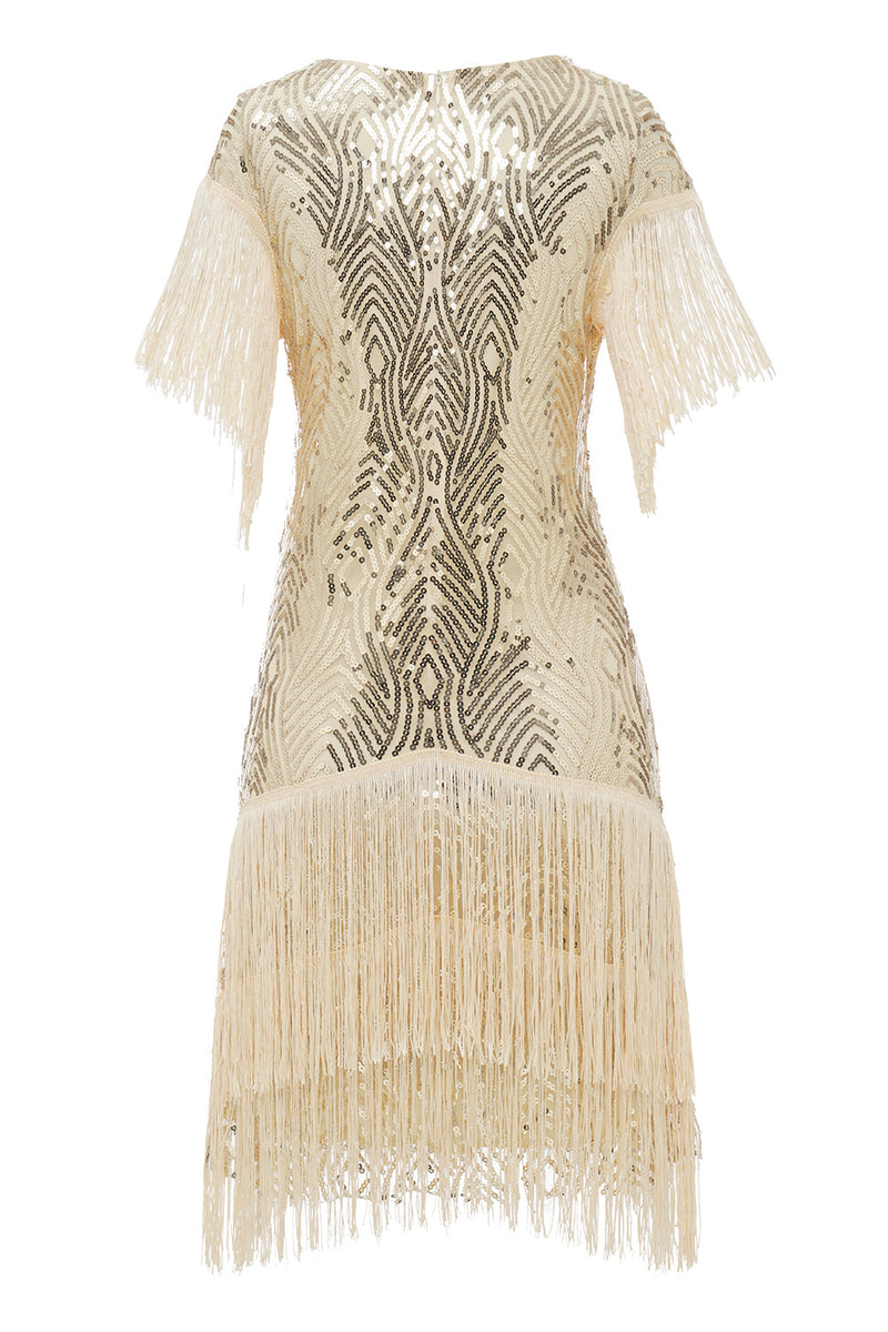 Load image into Gallery viewer, svart gylden 1920-tallet fest kjole med dusk