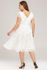 Load image into Gallery viewer, plus size hvit midi blonder kjole