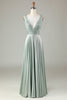 Load image into Gallery viewer, Never-Ending A Line V-Neck Matcha Long Bridesmaid Dress med Beading