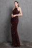 Load image into Gallery viewer, burgunder paljett lang prom kjole med slit