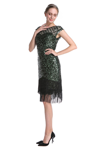 rosa paljett gatsby 1920-tallet flapper kjole