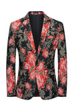 Rosa blomst Jacquard hakket jakke menn blazer