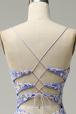 Havfrue V Neck Light Blue Long Prom kjole med Appliques Beading