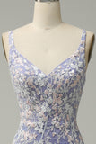 Havfrue V Neck Light Blue Long Prom kjole med Appliques Beading