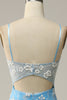 Load image into Gallery viewer, Havfrue Spaghetti stropper Blue Long Prom kjole med Appliques