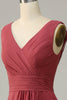 Load image into Gallery viewer, V Neck Desert Rose Ermeløs Chiffon Long brudepike kjole