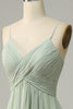 Load image into Gallery viewer, Spaghetti stropper ermeløs støvete salvie brudepike kjole