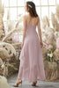 Load image into Gallery viewer, rødme høy lav chiffon bridemaid kjole
