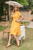 Load image into Gallery viewer, elegant gul v hals vintage kjole