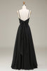 Load image into Gallery viewer, A-Line Spaghetti stropper Svart Chiffon Long brudepike kjole