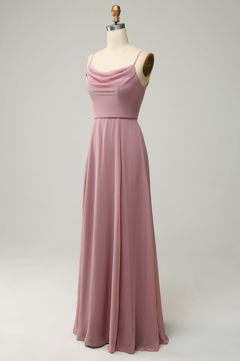Load image into Gallery viewer, Spaghetti stropper en linje ermeløs lang brudepike kjole