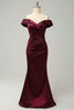 Load image into Gallery viewer, Havfrue av skulderen Burgunder Plus Size Wedding Party Dress