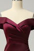 Load image into Gallery viewer, Burgunder av skulderskjeden Lang brudepike kjole
