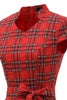 Load image into Gallery viewer, rød plaid vintage pluss kjole med bowknot