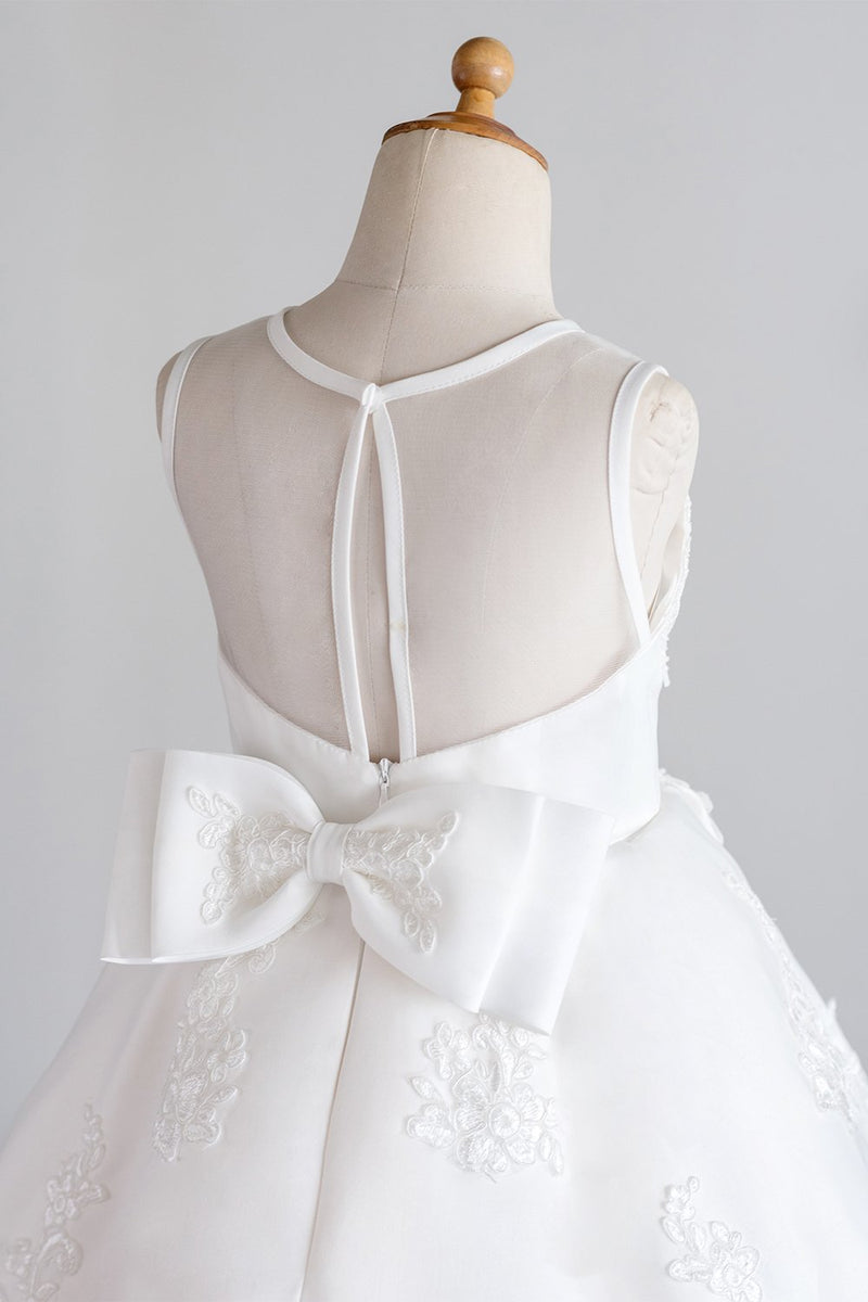 Load image into Gallery viewer, hvit blomst jente kjole med blonder