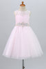 Load image into Gallery viewer, blonder rosa blomst jente kjole med beaded