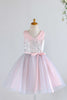 Load image into Gallery viewer, v nakke rosa blomst jente kjole med paljetter