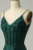 Load image into Gallery viewer, Havfrue Spaghetti stropper Påfugl Green Prom kjole med Appliques