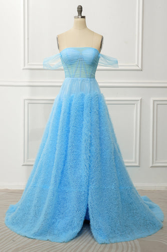 En linje av skulderblå korsett Prom kjole med ruffled