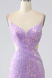 Sparkly Mermaid Spaghetti stropper paljetter Prom kjole med Slit