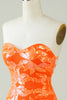 Load image into Gallery viewer, Stroppeløs oransje stram hjemkomstkjole
