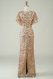 Champagne Sequins Long Prom Dress med Slit Back