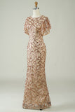 Champagne Sequins Long Prom Dress med Slit Back