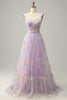 Load image into Gallery viewer, A-Line Square Neck Purple Long Prom kjole med broderi