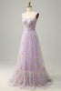 Load image into Gallery viewer, A-Line Square Neck Purple Long Prom kjole med broderi