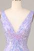 Load image into Gallery viewer, Lost In Your Eyes Bodycon V-Neck Lilac Sequins Kort Homecoming Dress