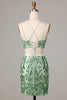 Load image into Gallery viewer, Ultimate Glow Two Piece Spaghetti stropper Green Sequins Kort Homecoming Dress