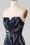 Sparkly Navy Mermaid paljetter Long Prom Dress