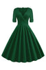 Load image into Gallery viewer, grønn v-hals korte ermer 1950-tallet swing kjole