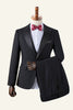 Load image into Gallery viewer, Black Peaked Lapel 3-Piece menn Suit smoking