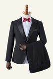 Black Peaked Lapel 3-Piece menn Suit smoking