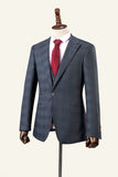 Grey Plaid 3-Piece Peaked Lapel menns dress